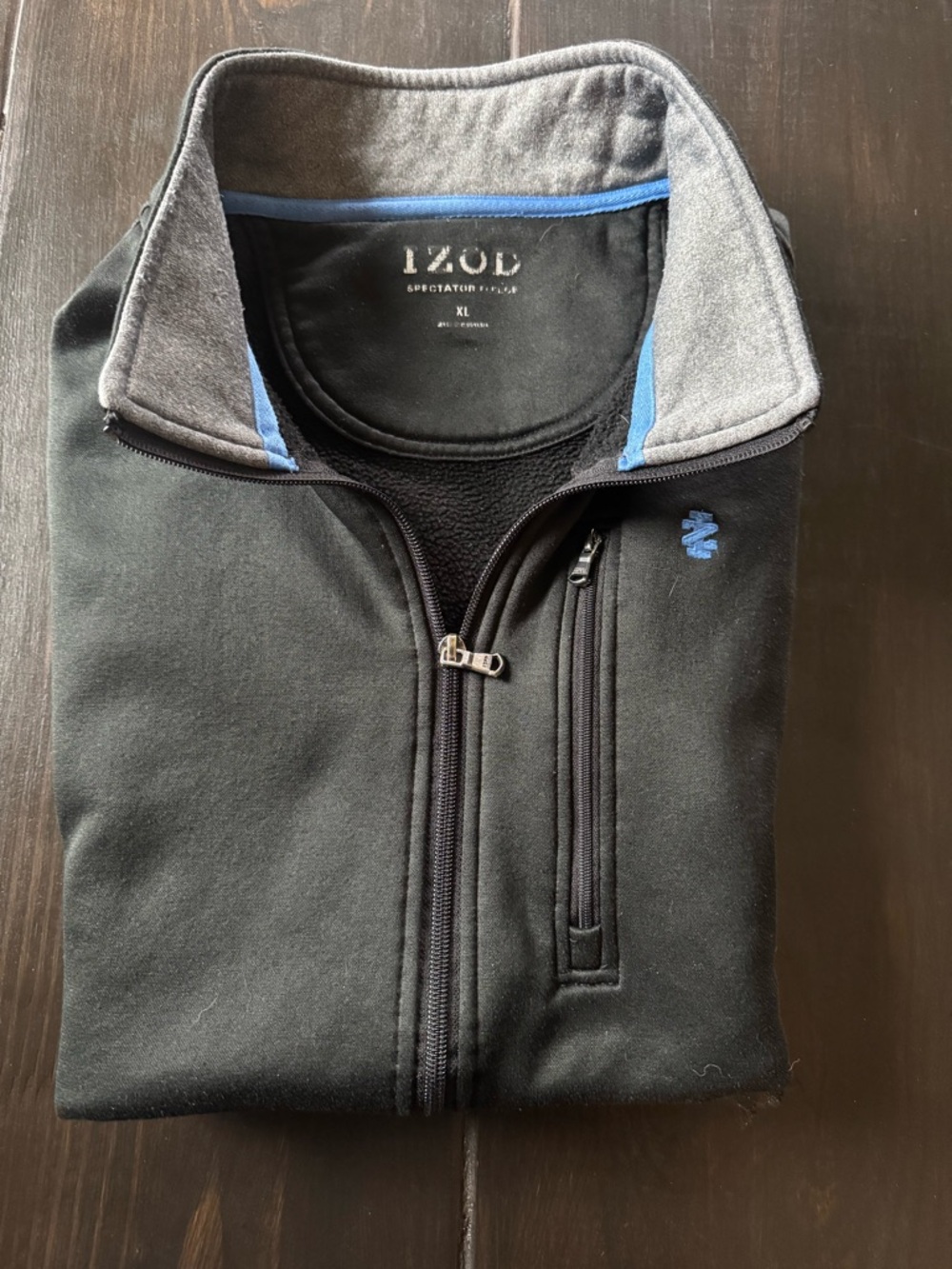 IZOD Men's Black Quarter-Zip Sweater vest with Contrast Collar